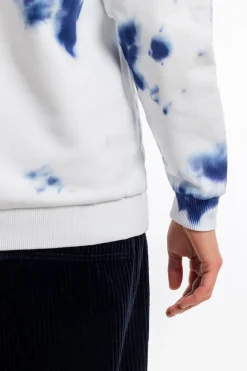 Outlet Rotholz Batik Hoodie Bio Baumwolle - Blau/Off-White