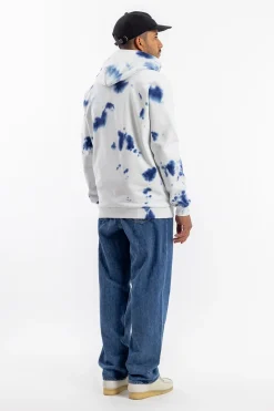 Hot Rotholz Batik Hoodie Bio Baumwolle - Blau/Off-White