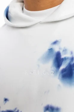Hot Rotholz Batik Hoodie Bio Baumwolle - Blau/Off-White