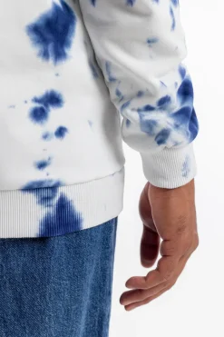 Hot Rotholz Batik Hoodie Bio Baumwolle - Blau/Off-White