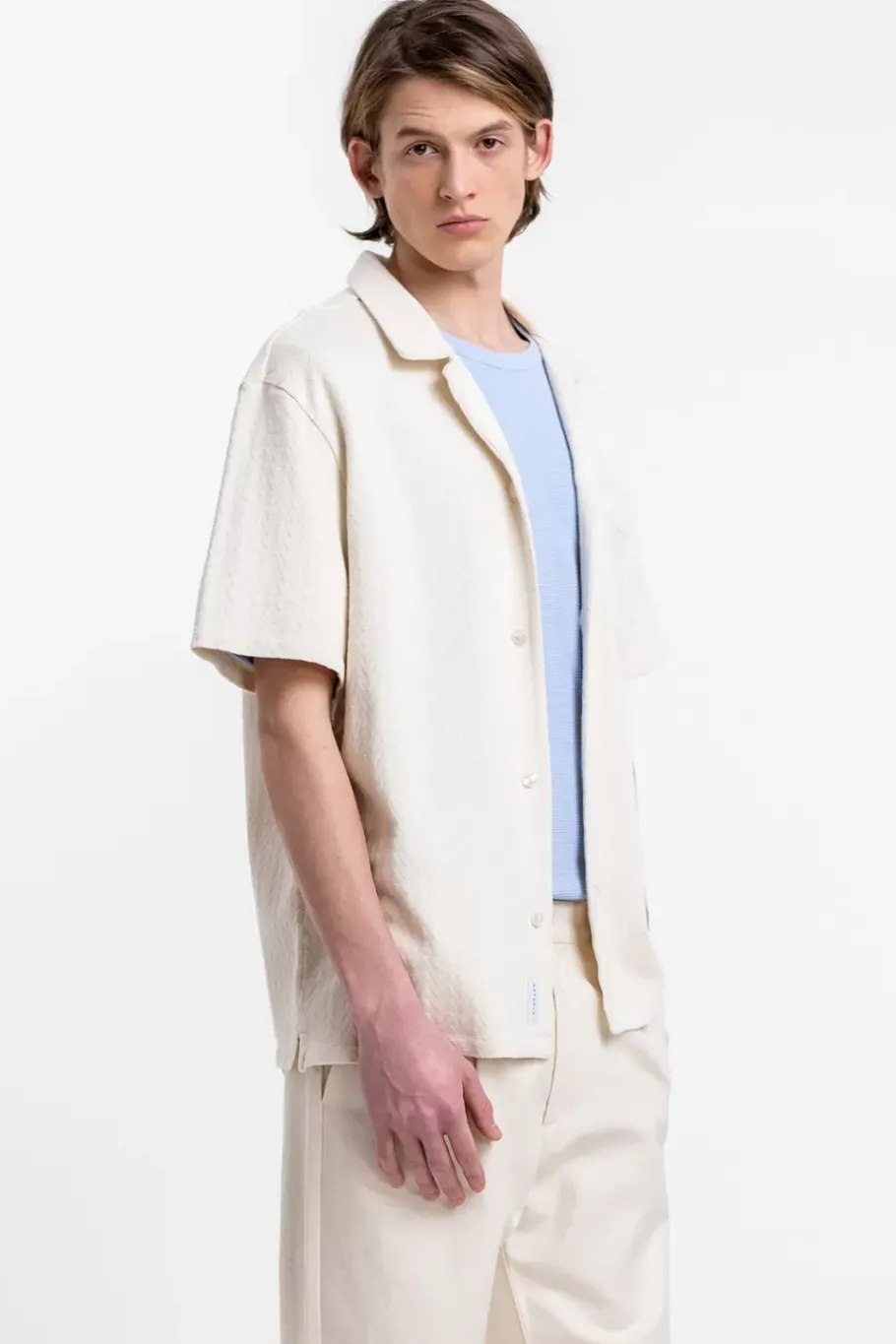 New Rotholz Bowling Hemd Aus Bio-Baumwoll-Strick Off-White
