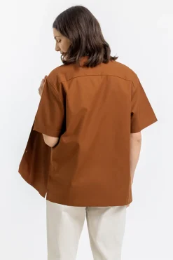 Discount Rotholz Bowling Hemd Mit Kontrastkragen Terracotta