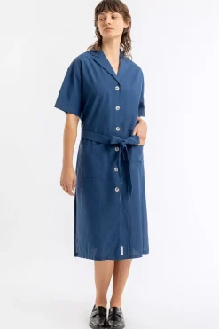Hot Rotholz Bowling Kleid Aus Bio-Baumwolle Navy