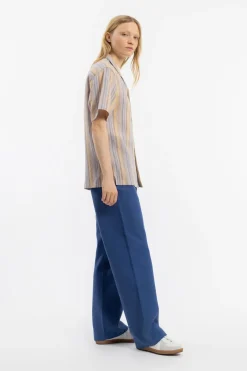 New Rotholz Bowling Shirt Leinen Mix - Gestreift
