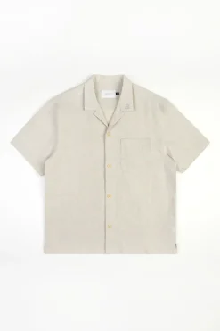 Best Rotholz Bowling Shirt Leinen Mix - Weis