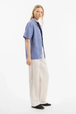Online Rotholz Bowling Shirt Leinen Mix - Hellblau