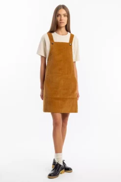 Clearance Rotholz Cord Latzkleid Bio Baumwolle - Toffee