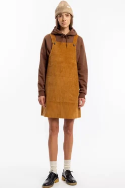 Clearance Rotholz Cord Latzkleid Bio Baumwolle - Toffee