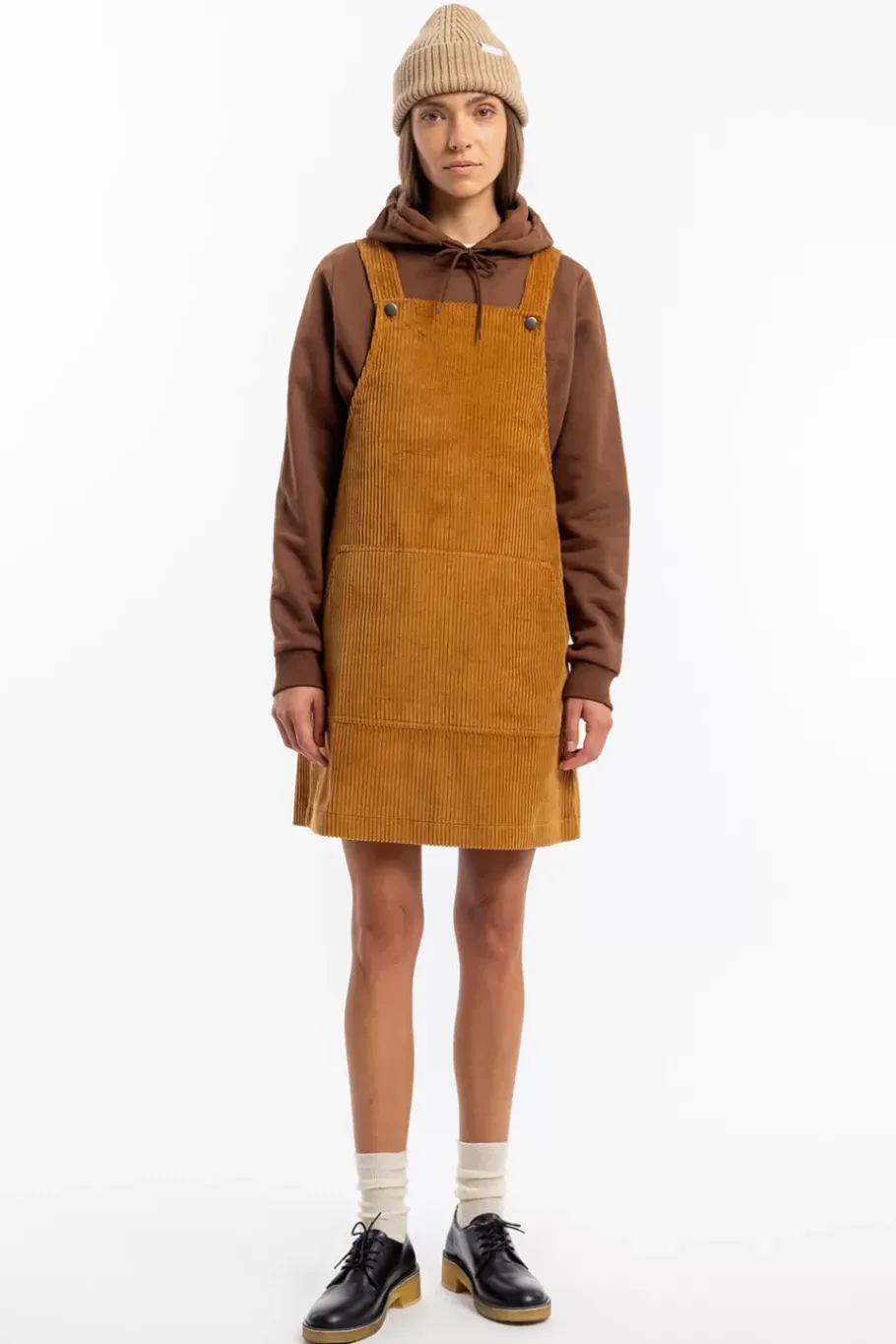 Clearance Rotholz Cord Latzkleid Bio Baumwolle - Toffee