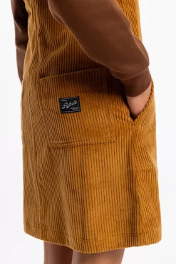 Clearance Rotholz Cord Latzkleid Bio Baumwolle - Toffee