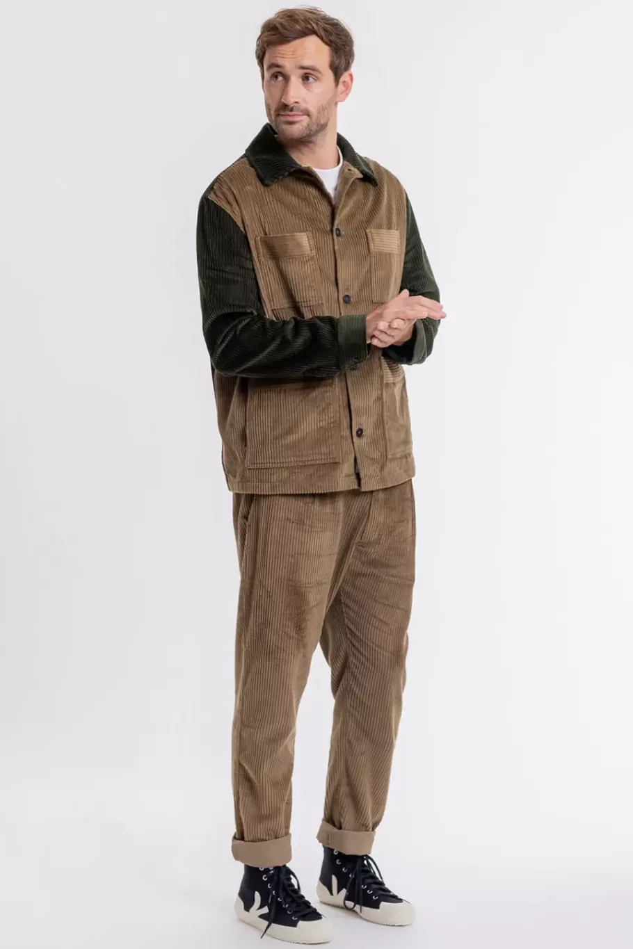 Best Rotholz Cordjacke Aus Bio-Baumwolle Beige / Oliv