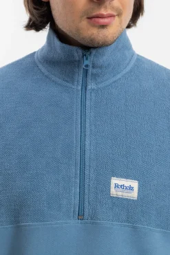 New Rotholz Divided Half Zip Bio Baumwolle - Hellblau