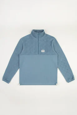 New Rotholz Divided Half Zip Bio Baumwolle - Hellblau