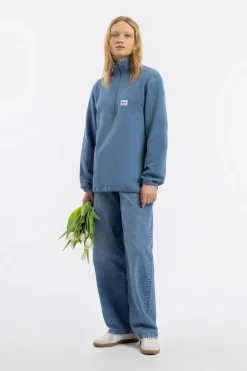 Online Rotholz Divided Half Zip Bio Baumwolle - Hellblau