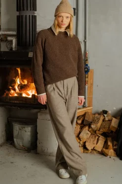 New Rotholz Flanell Hose Bio Baumwolle - Braun Meliert