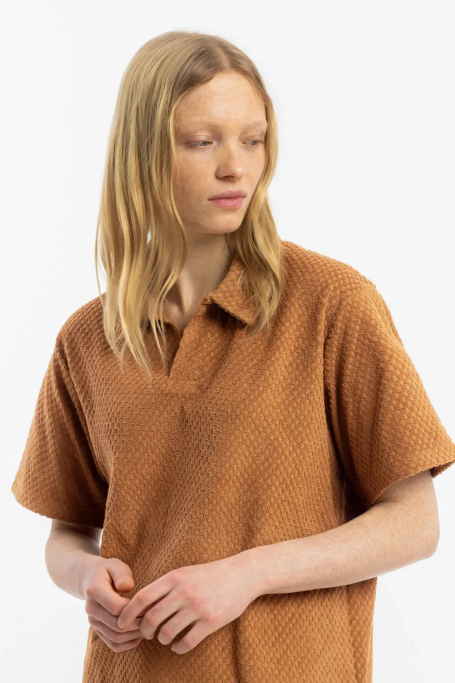 Best Rotholz Frottee Polo Bio Baumwolle - Karamell