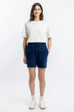 Best Rotholz Frottee Shorts Aus Bio-Baumwolle Blau