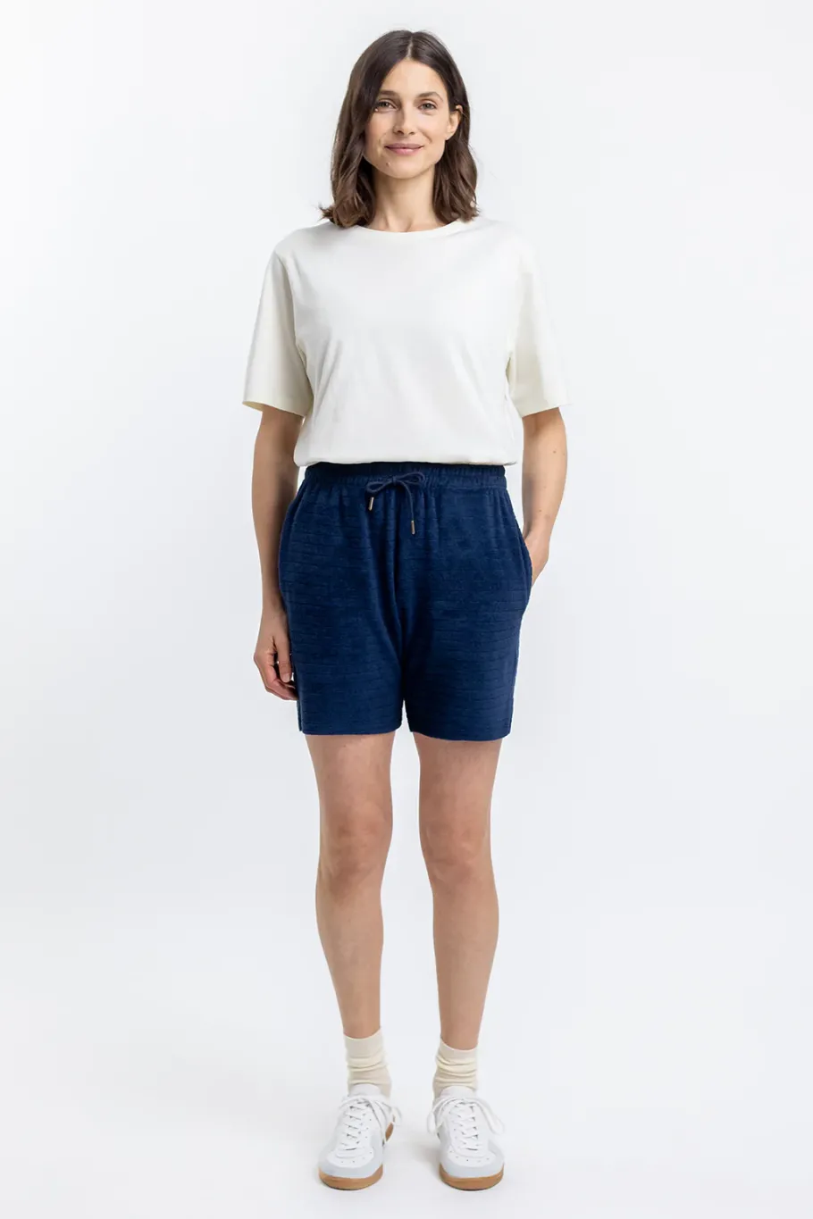 Best Rotholz Frottee Shorts Aus Bio-Baumwolle Blau