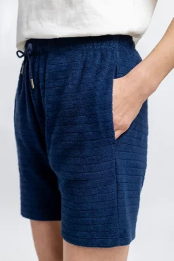 Best Rotholz Frottee Shorts Aus Bio-Baumwolle Blau