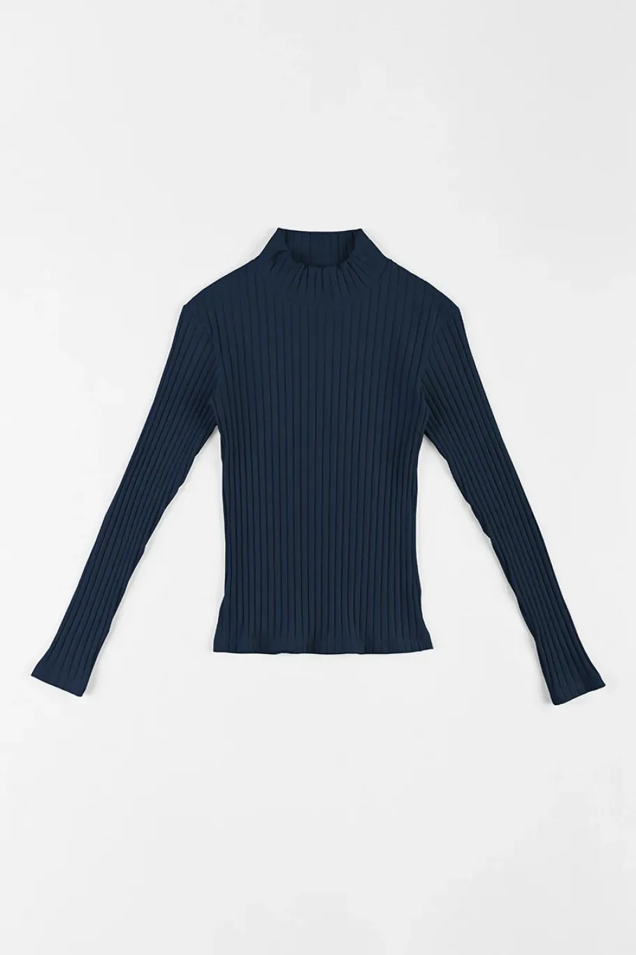 Rotholz Geripptes Longsleeve Bio Baumwolle - Dunkelblau