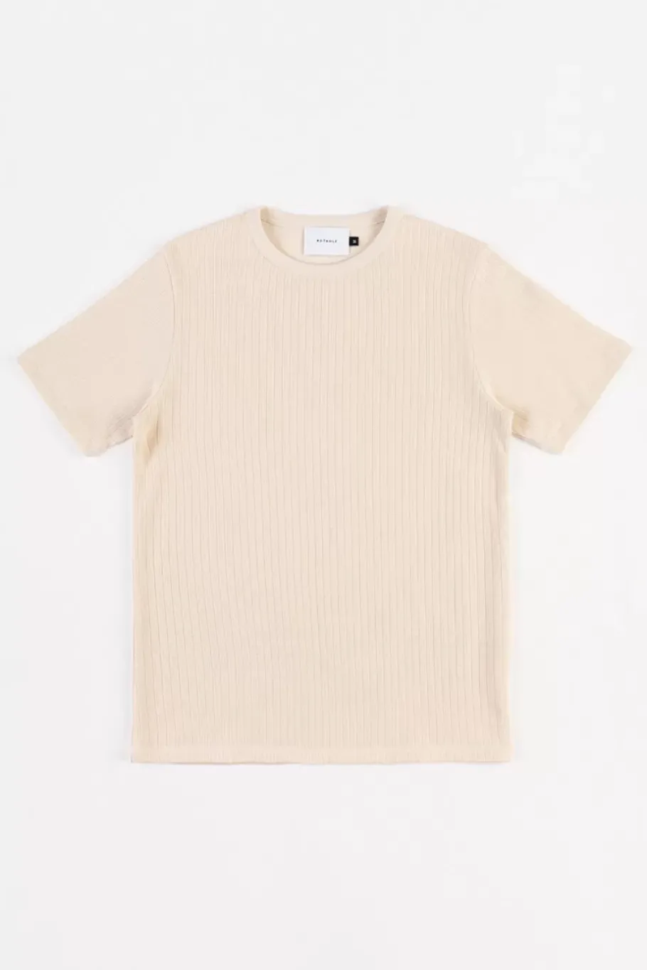 Outlet Rotholz Geripptes T-Shirt Bio Baumwolle - Creme