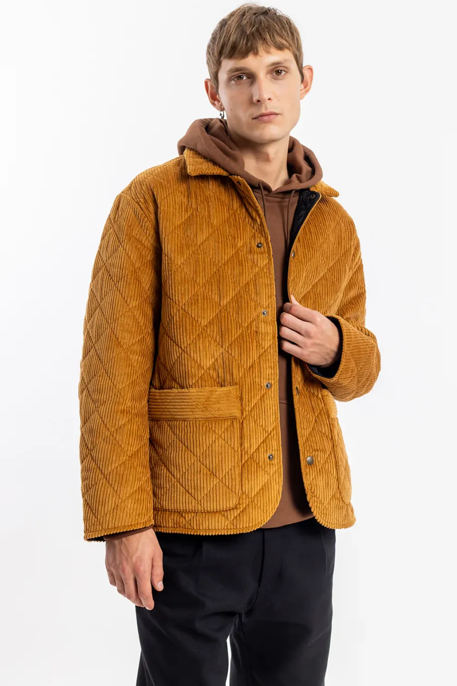 Online Rotholz Gesteppte Cord Jacke - Toffee
