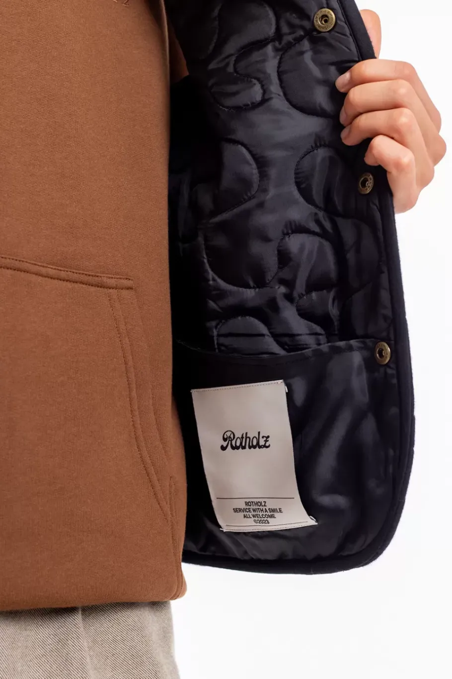 Sale Rotholz Gesteppte Flanell Weste - Schwarz