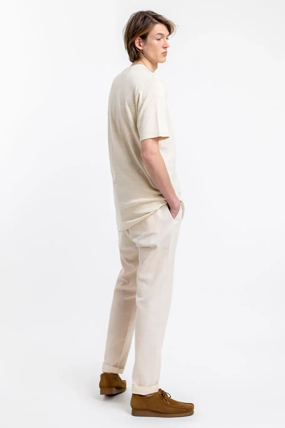 Outlet Rotholz Gestreiftes T-Shirt Creme