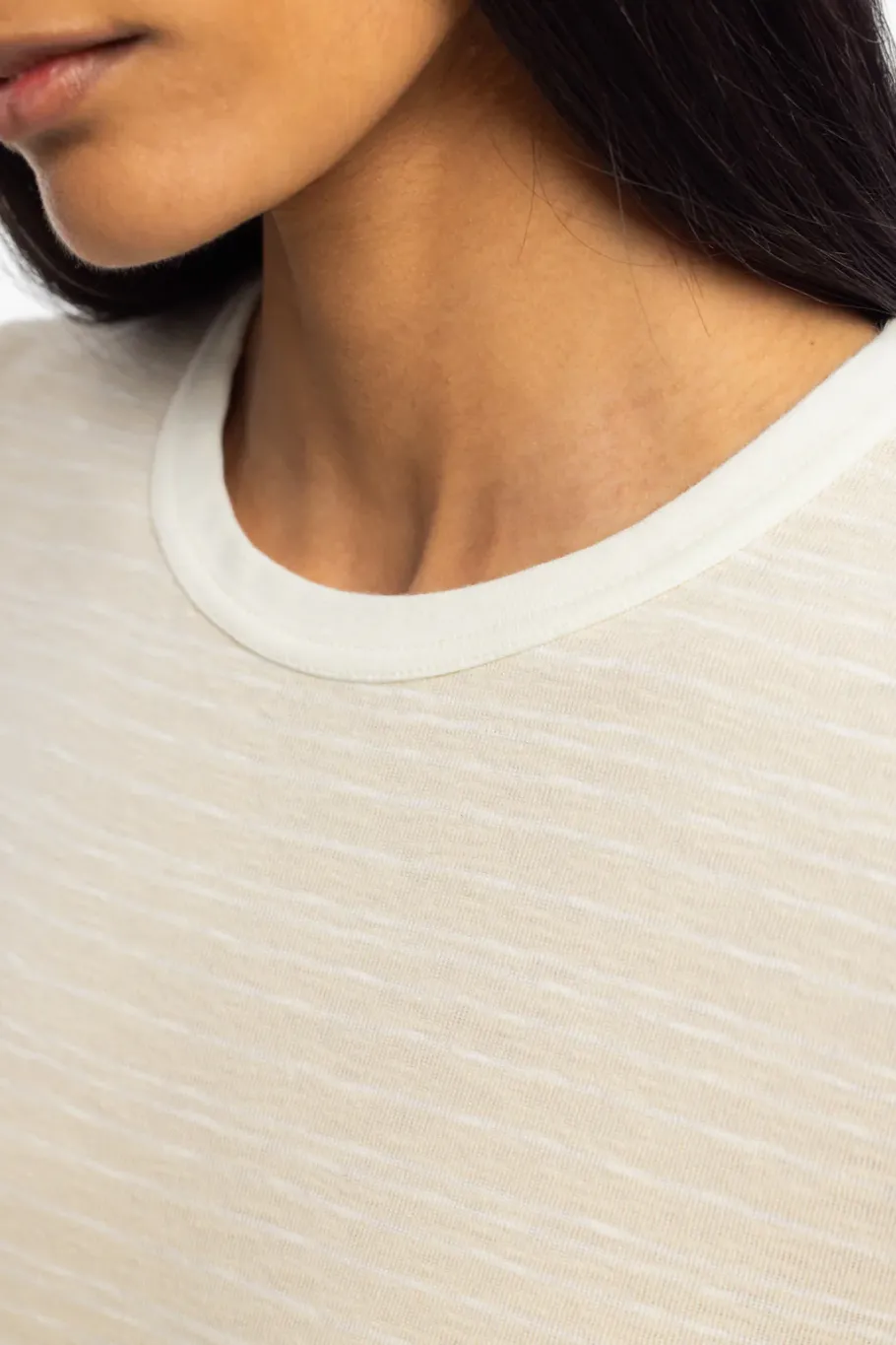 Outlet Rotholz Gestreiftes T-Shirt Kleid - Creme