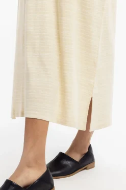 Outlet Rotholz Gestreiftes T-Shirt Kleid - Creme