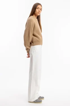 Online Rotholz Grober Strickpullover Wollmischung - Beige