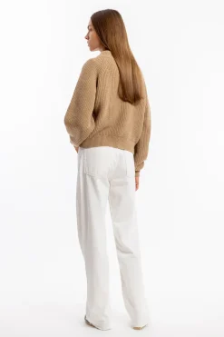 Online Rotholz Grober Strickpullover Wollmischung - Beige