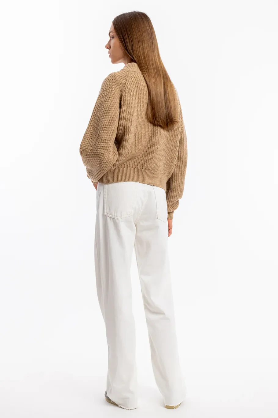 Online Rotholz Grober Strickpullover Wollmischung - Beige