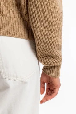 Online Rotholz Grober Strickpullover Wollmischung - Beige