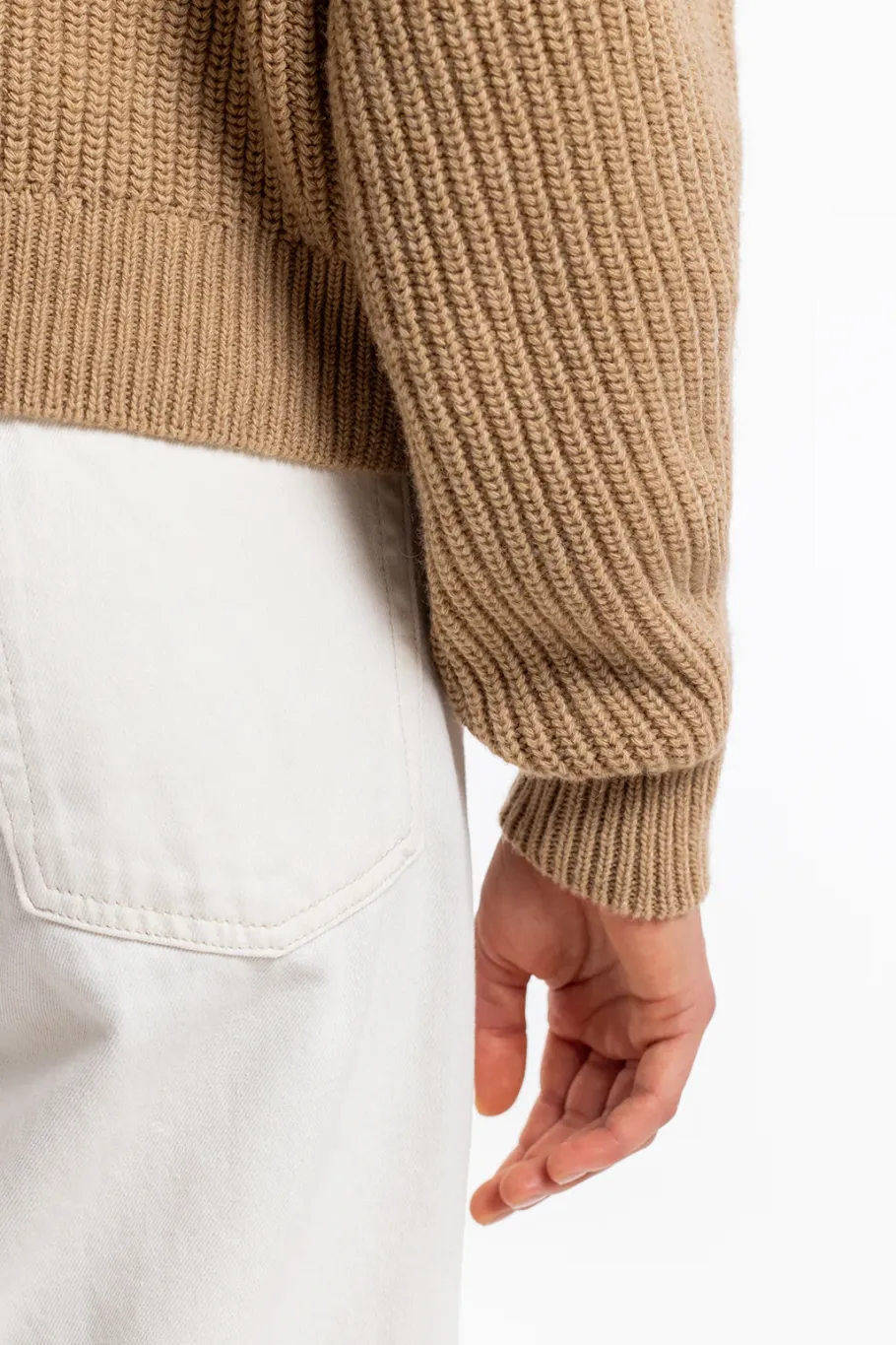 Online Rotholz Grober Strickpullover Wollmischung - Beige