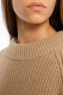 Online Rotholz Grober Strickpullover Wollmischung - Beige