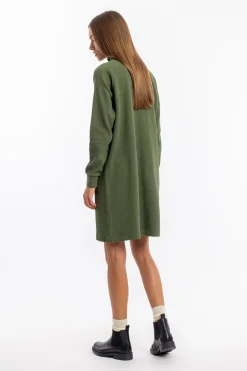 Clearance Rotholz Half Zip Sweat Kleid Bio Baumwolle - Grun