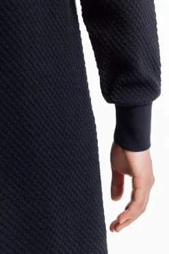 Outlet Rotholz Half Zip Sweat Kleid Bio Baumwolle - Schwarz