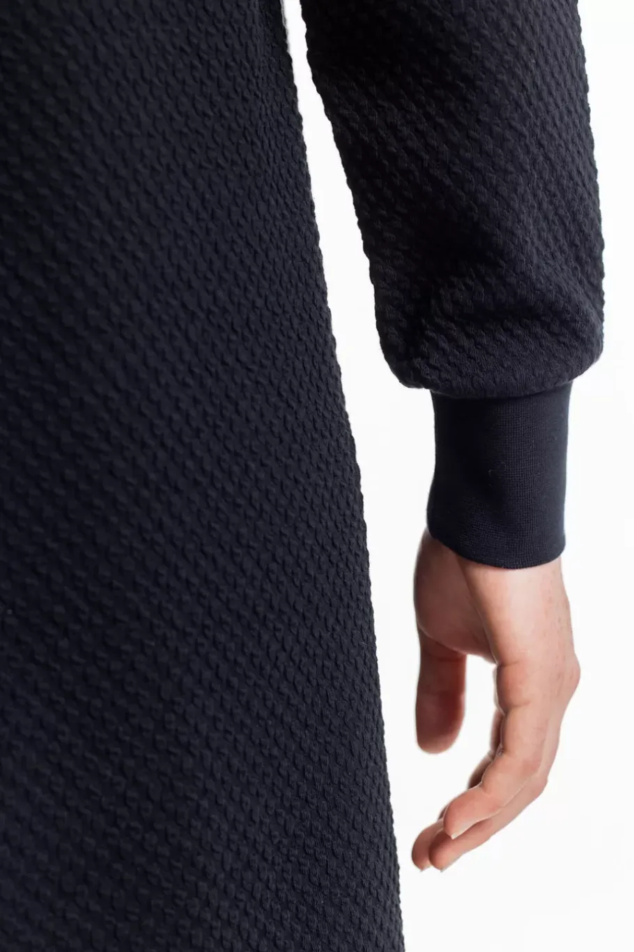Outlet Rotholz Half Zip Sweat Kleid Bio Baumwolle - Schwarz
