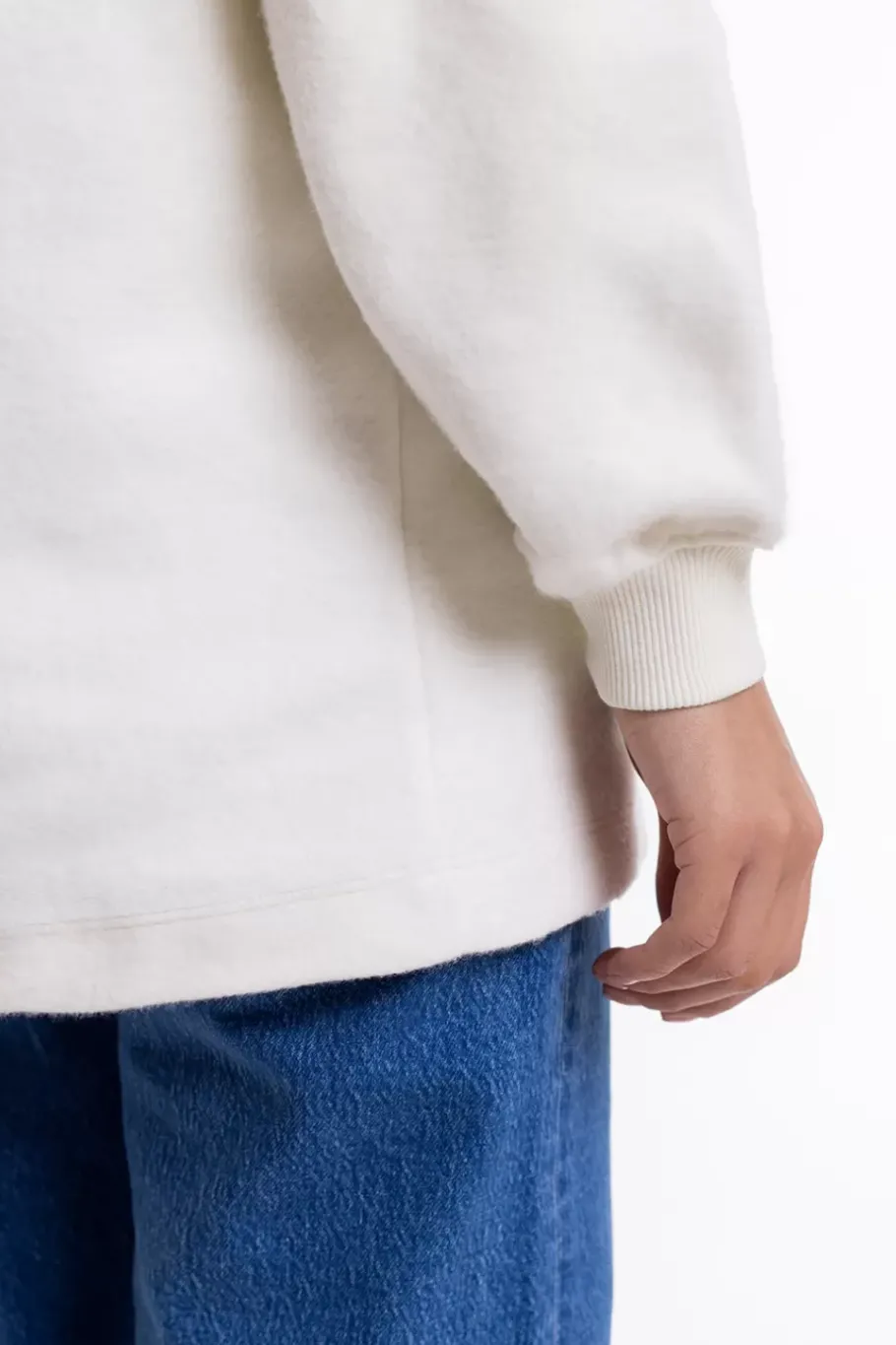 Outlet Rotholz Half Zip Sweatshirt Aus Bio-Baumwolle Weis
