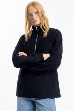 Discount Rotholz Half Zip Sweatshirt Bio Baumwolle - Schwarz