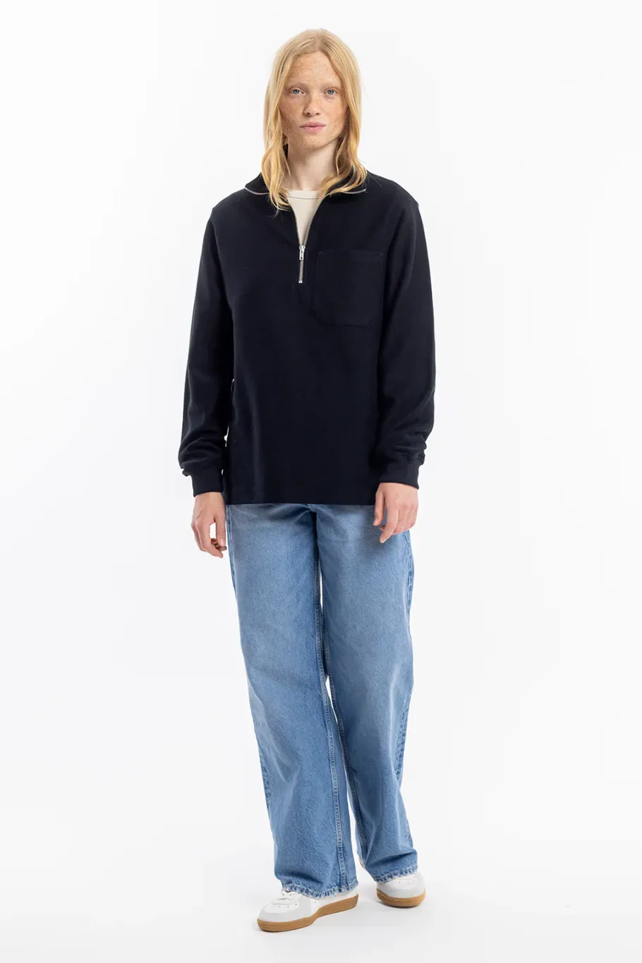 Discount Rotholz Half Zip Sweatshirt Bio Baumwolle - Schwarz