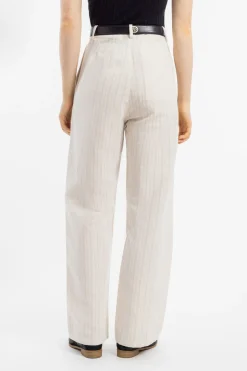 Online Rotholz High Waist Hose Leinen Mix - Creme
