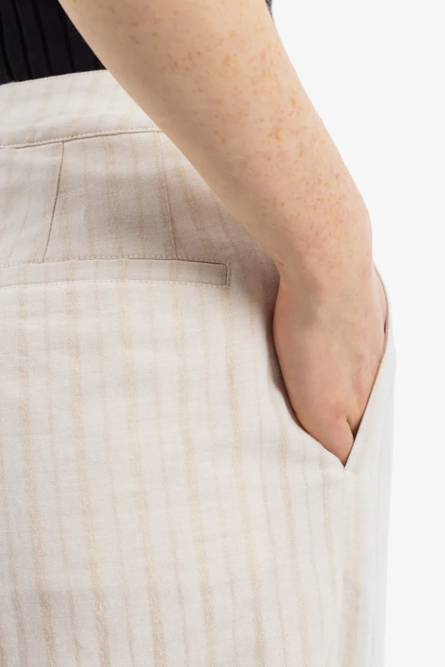 Online Rotholz High Waist Hose Leinen Mix - Creme