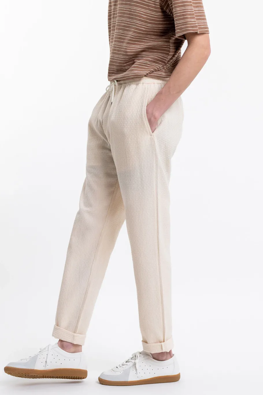 New Rotholz Hose Aus Strukturierter Bio-Baumwolle Creme