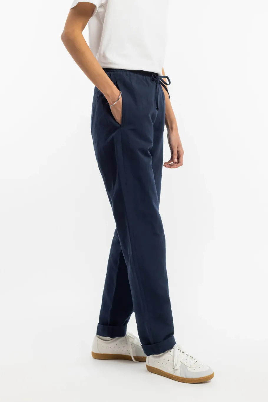 Hot Rotholz Hose Leinen Mix - Dunkelblau