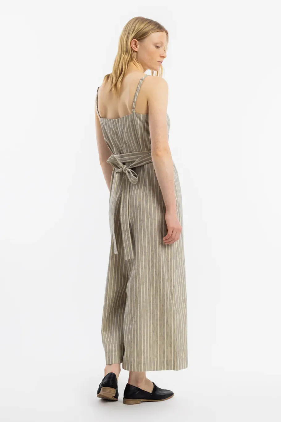 Outlet Rotholz Jumpsuit Leinen Mix - Grau Gestreift