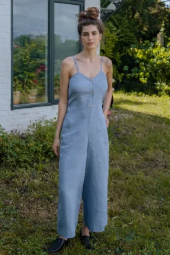 Sale Rotholz Jumpsuit Leinen Mix - Hellblau