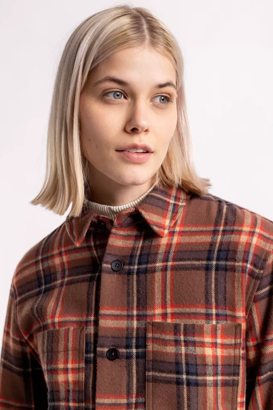 Online Rotholz Kariertes Flanell Overshirt Rot / Braun