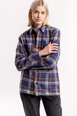 Discount Rotholz Kariertes Flanell Overshirt Blau